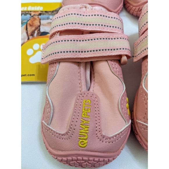 4 dog boots Pink size 3 for small to medium dog puppy outdoor shoes new Qumi - Picture 2 of 4